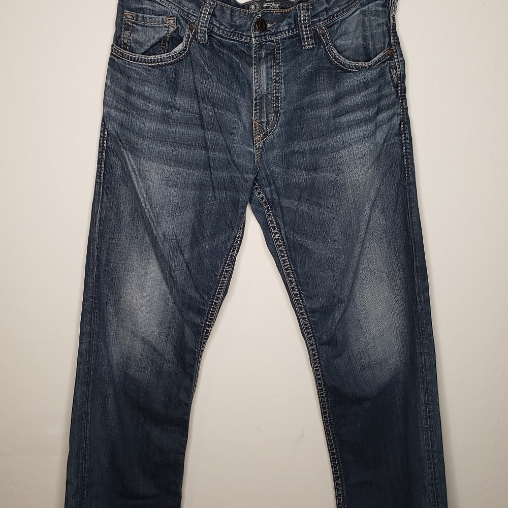 Silver Mens Zac Relaxed Fit Straight Leg Jeans 👖